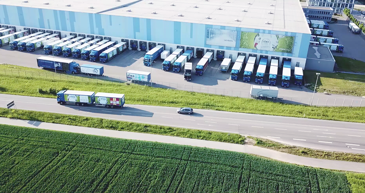 Winkels LKW-Flotte von oben